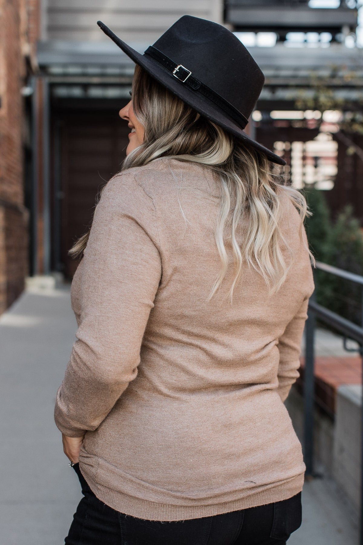 Follow Your Bliss Pocket Top- Light Mocha - Image 6