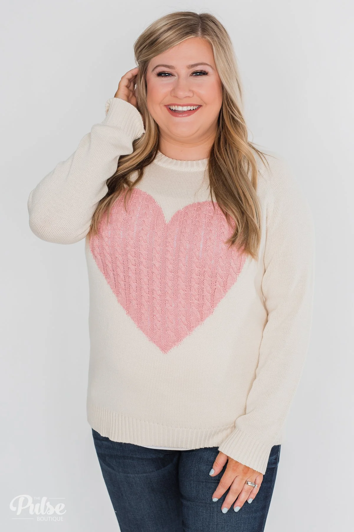 Follow Your Heart Knitted Sweater- Cream - Image 10