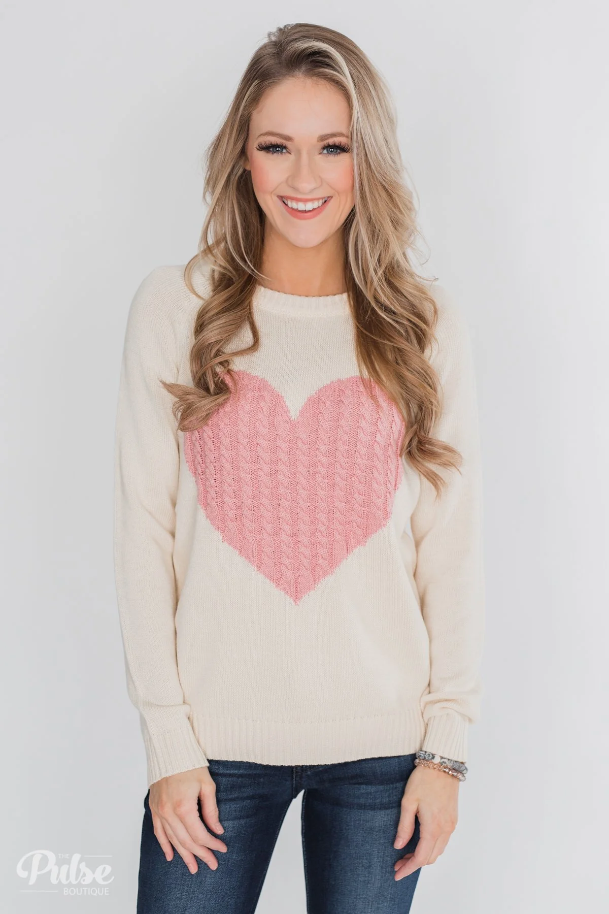 Follow Your Heart Knitted Sweater- Cream - Image 4