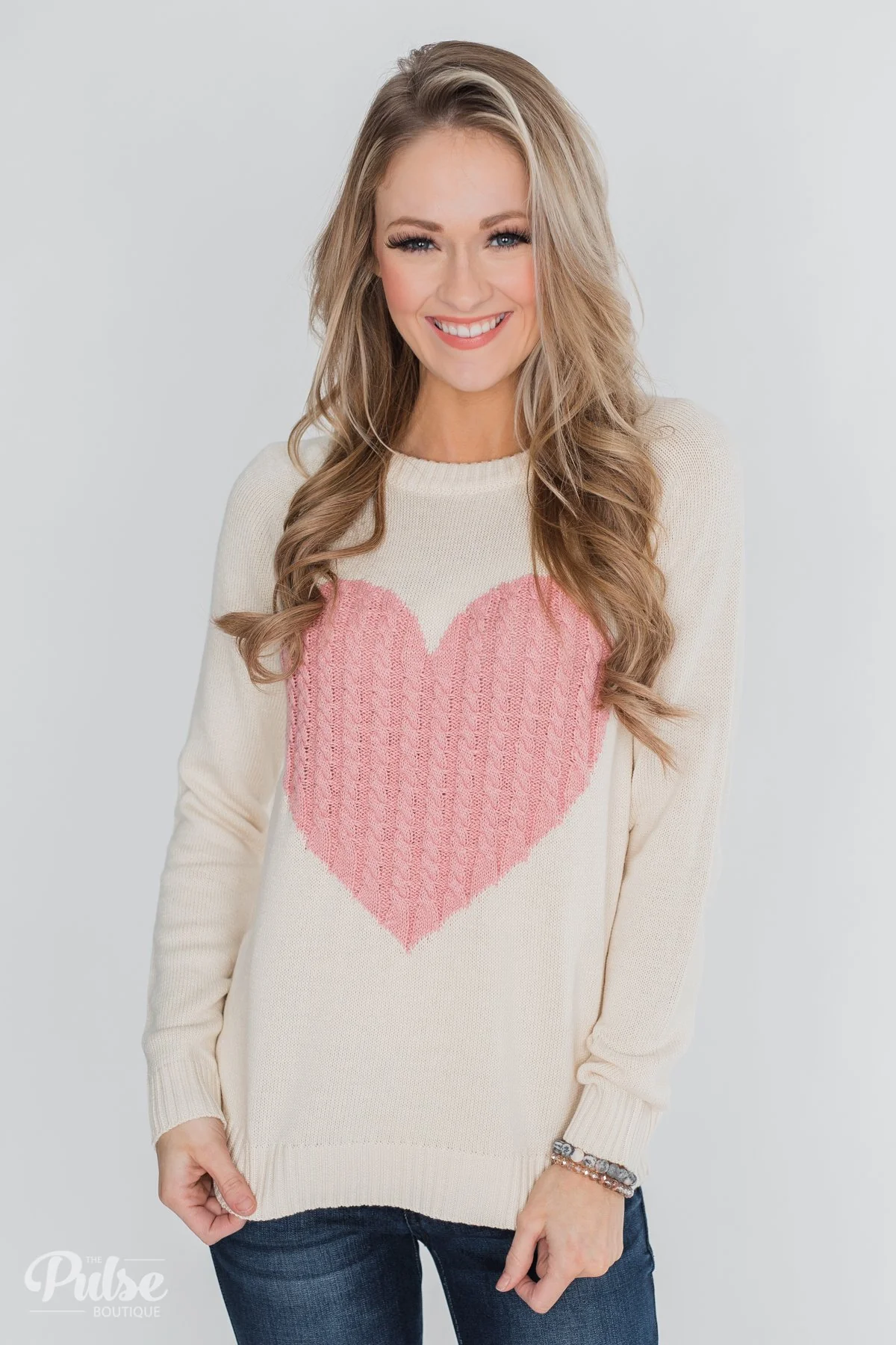 Follow Your Heart Knitted Sweater- Cream - Image 5