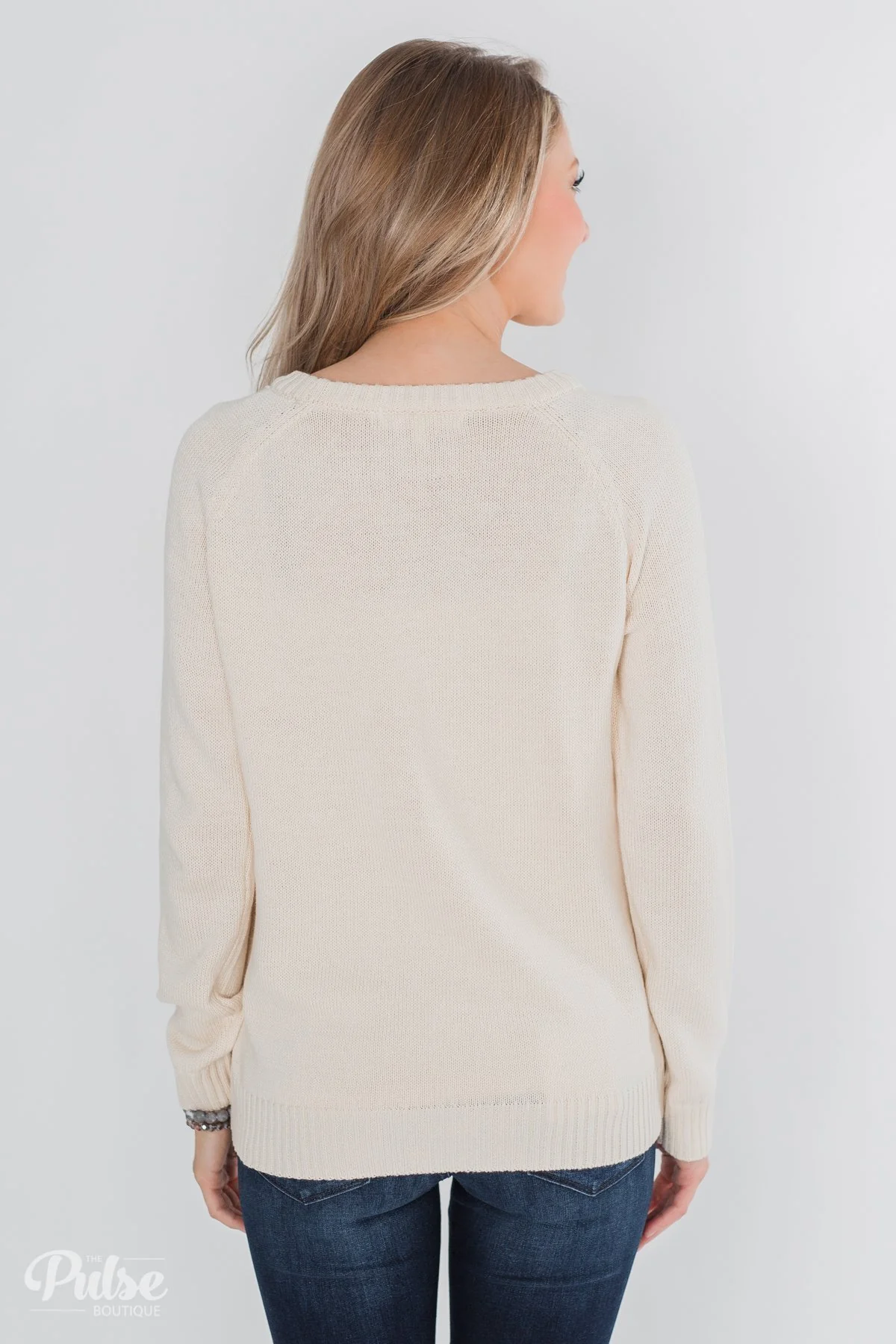 Follow Your Heart Knitted Sweater- Cream - Image 7