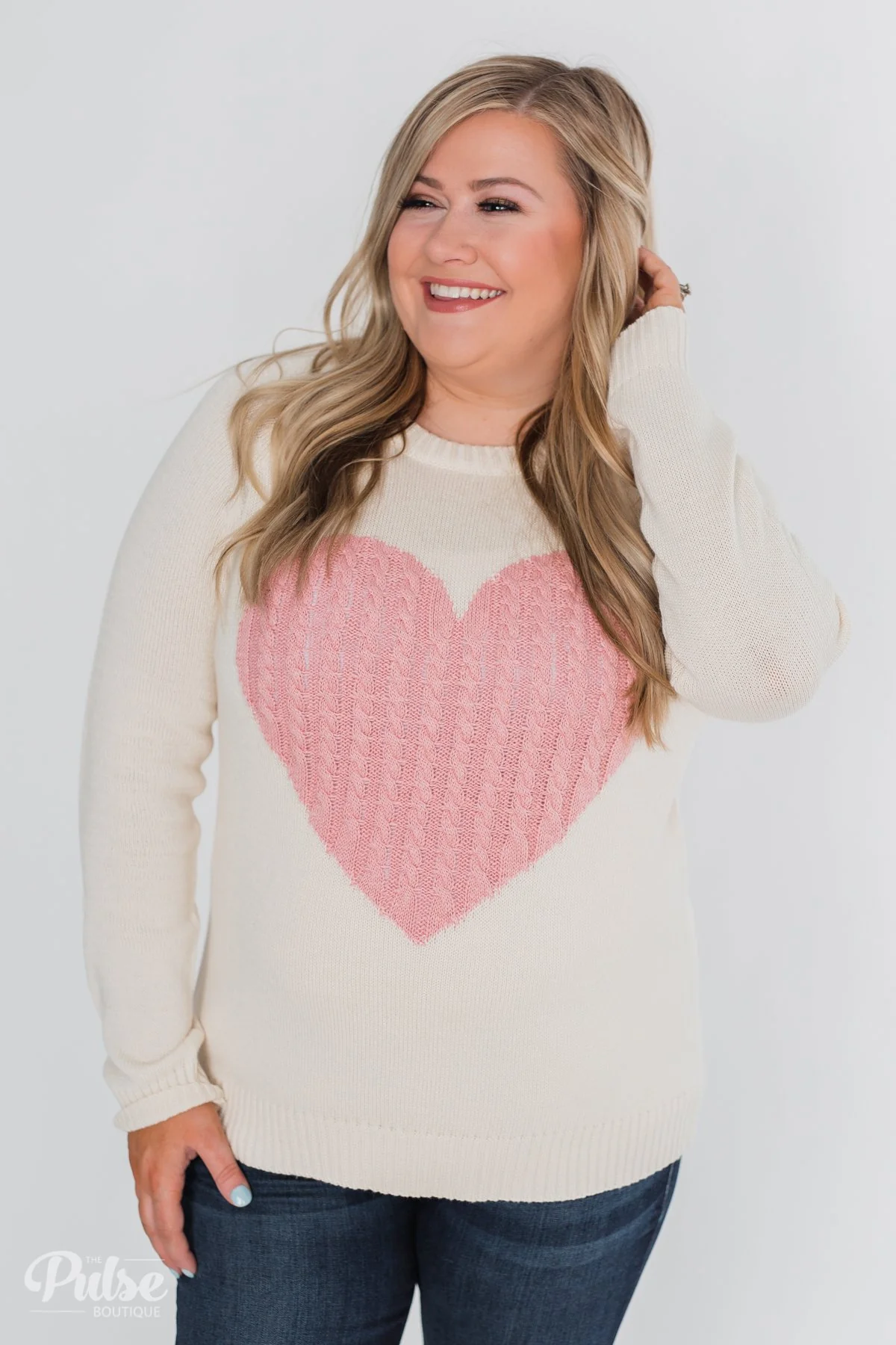 Follow Your Heart Knitted Sweater- Cream - Image 9