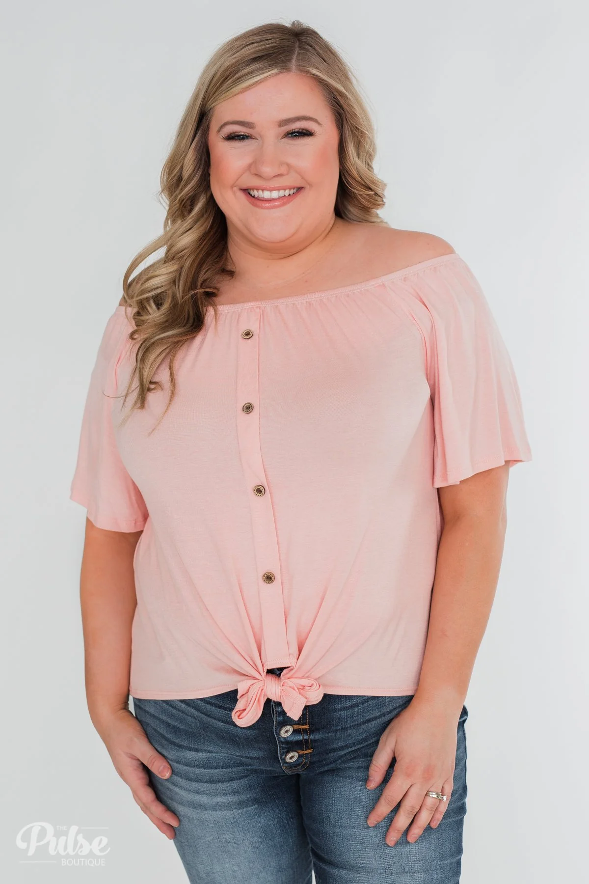 Follow Your Lead Off the Shoulder Top- Blush - Image 8