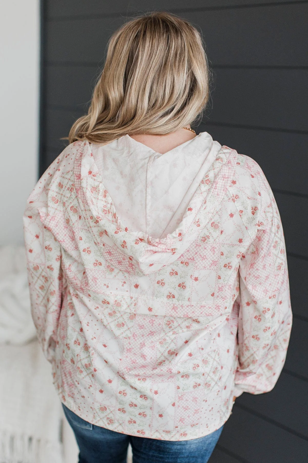Fond Feelings Floral Windbreaker Jacket- Ivory & Pink - Image 7