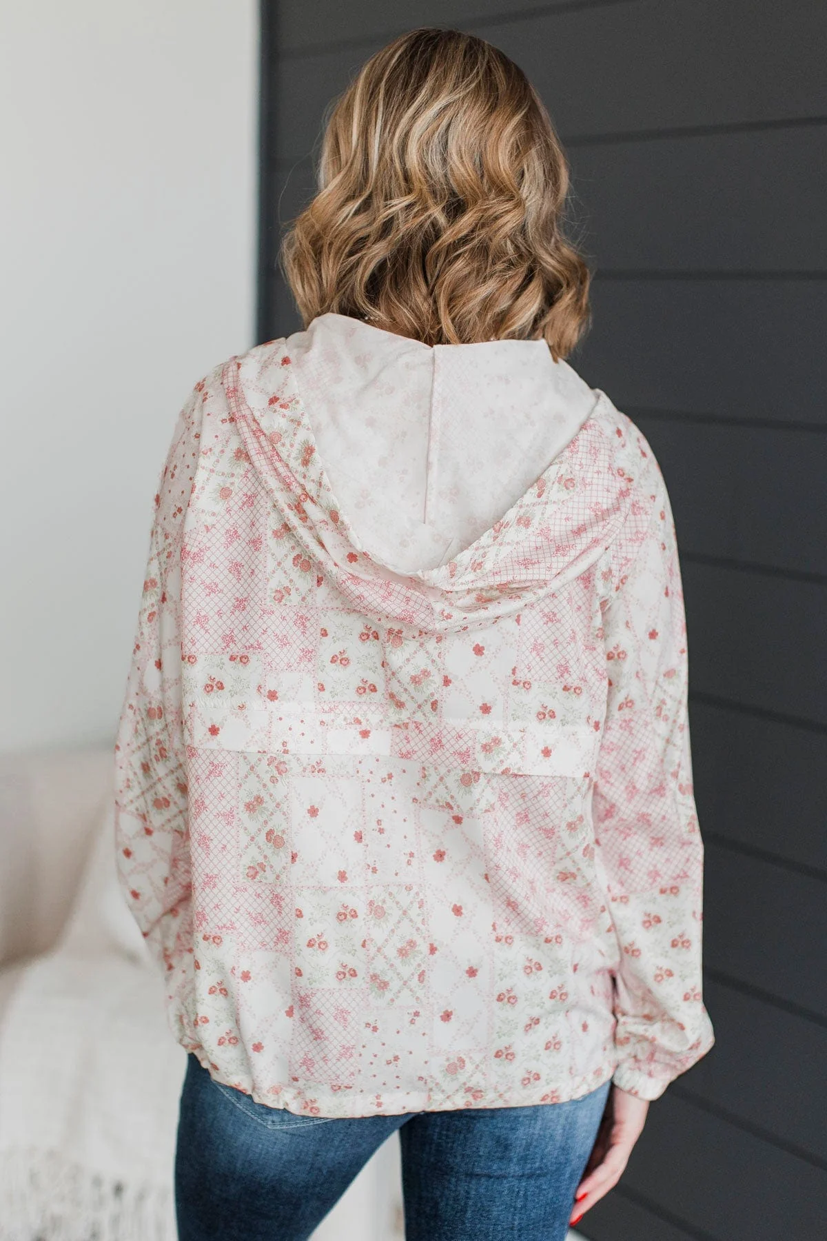 Fond Feelings Floral Windbreaker Jacket- Ivory & Pink - Image 8