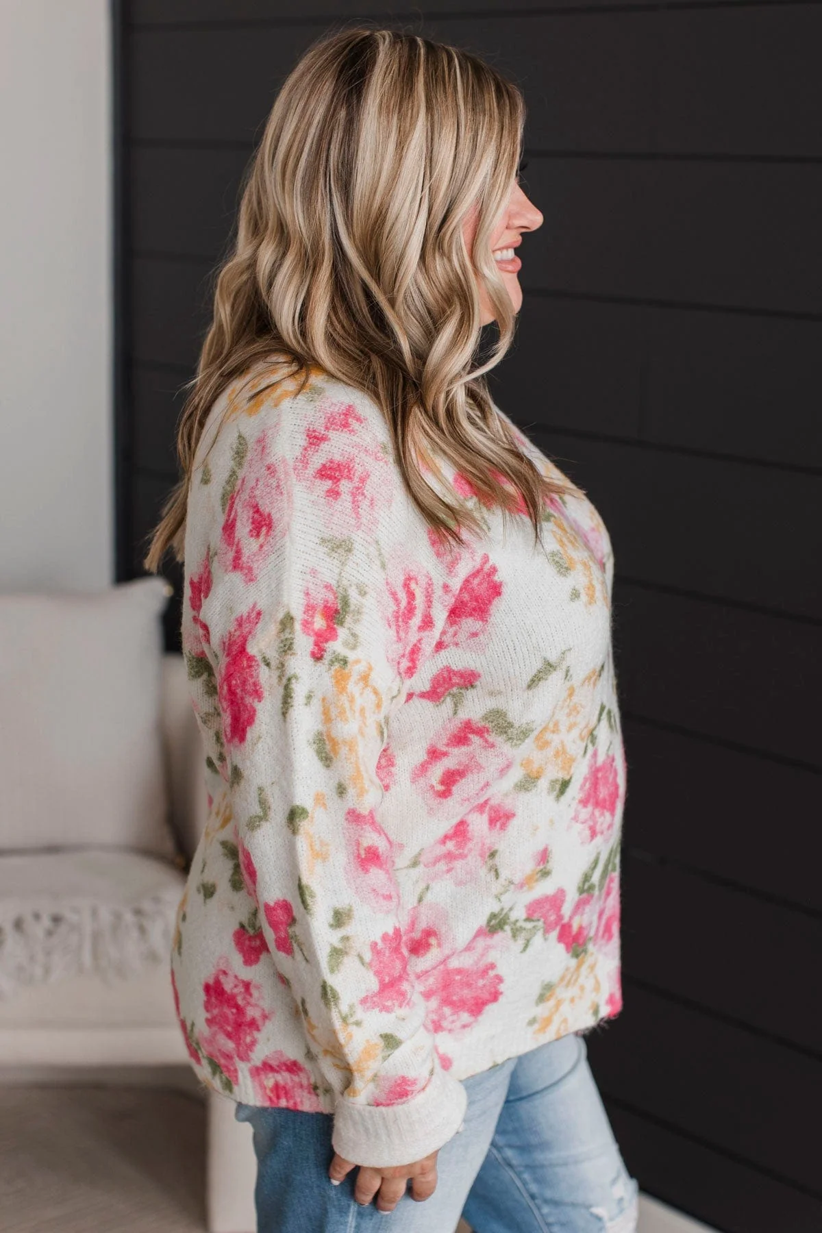 Fond Moments Knit Sweater- Pink Floral - Image 7