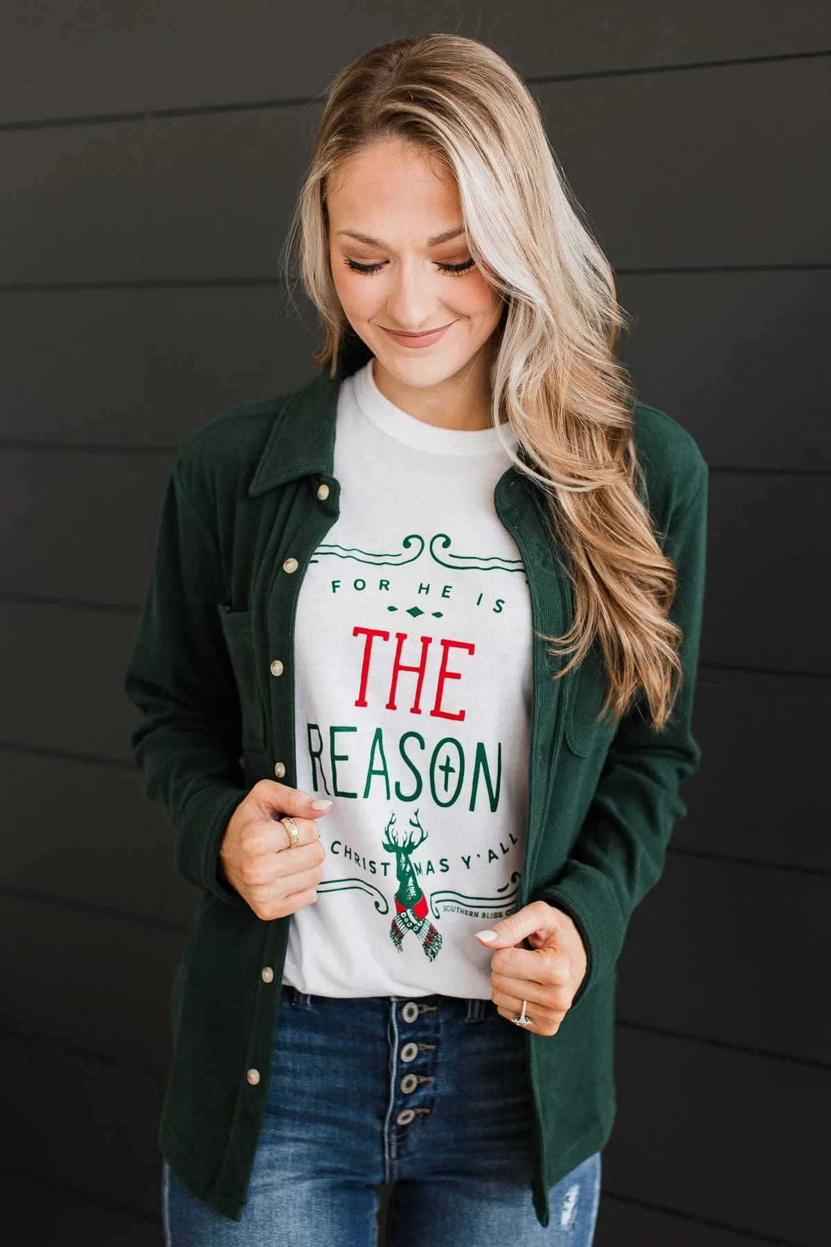 "For He Is The Reason" Graphic Tee- White - Image 3