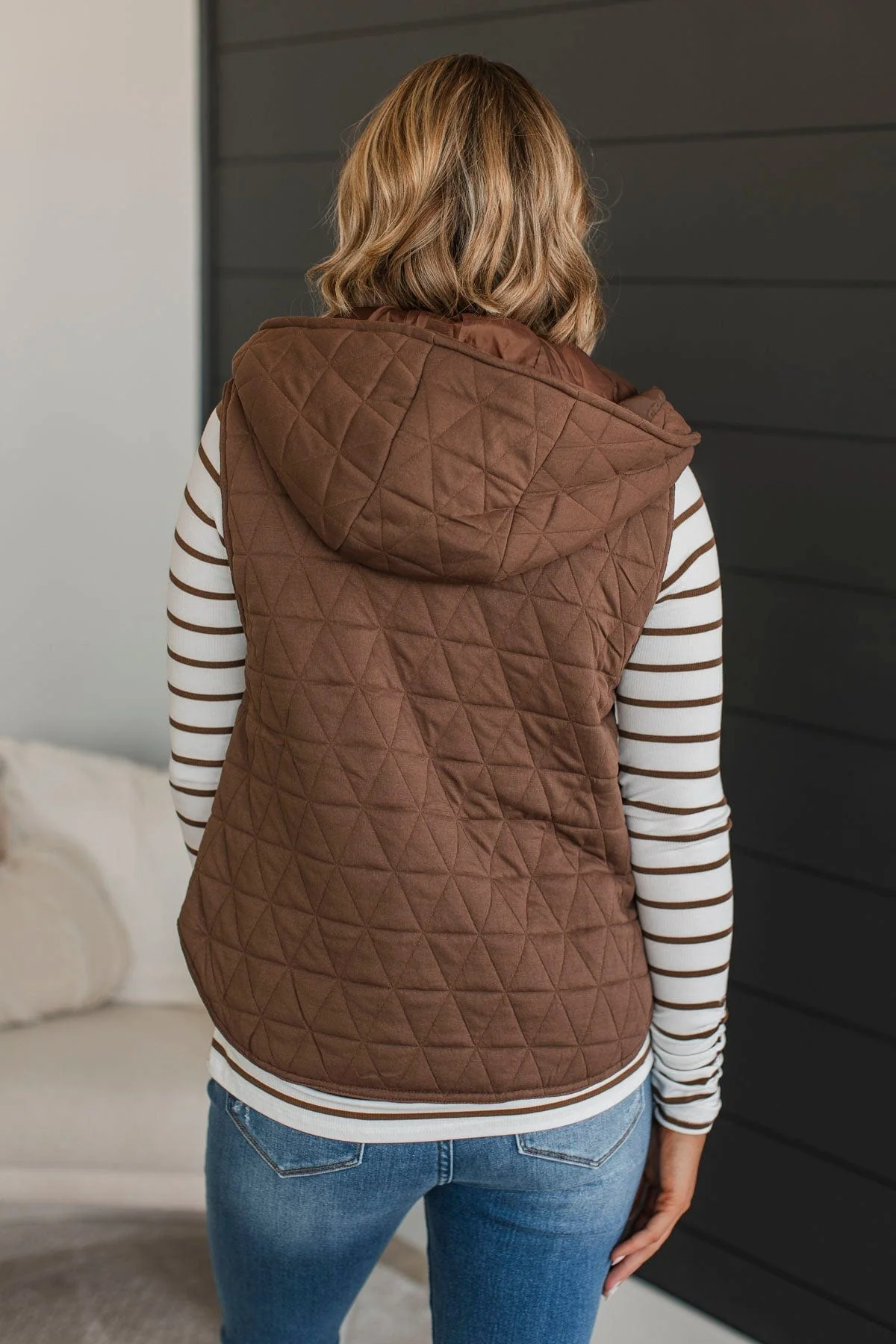 For The Moment Hooded Vest- Brown - Image 7
