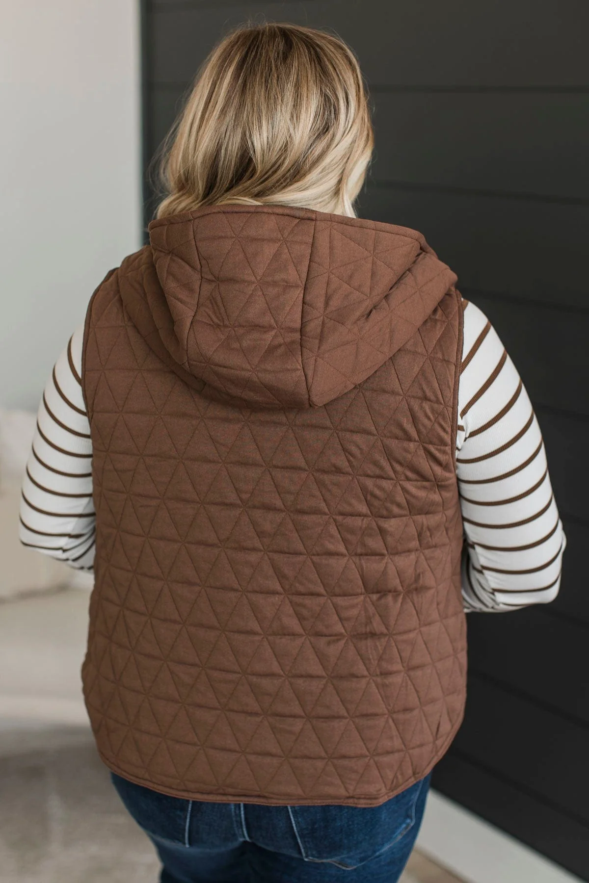 For The Moment Hooded Vest- Brown - Image 8