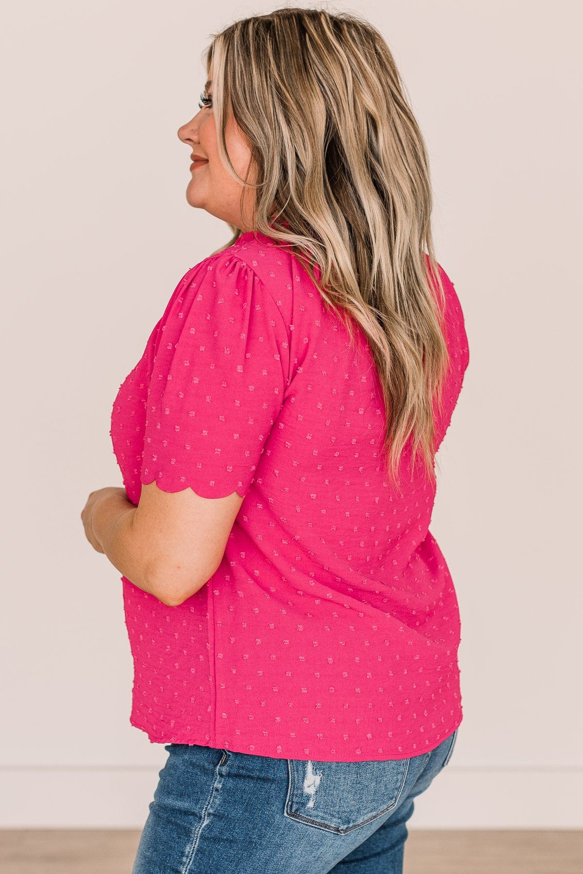 Forever After All Swiss Dot Blouse- Fuchsia - Image 6