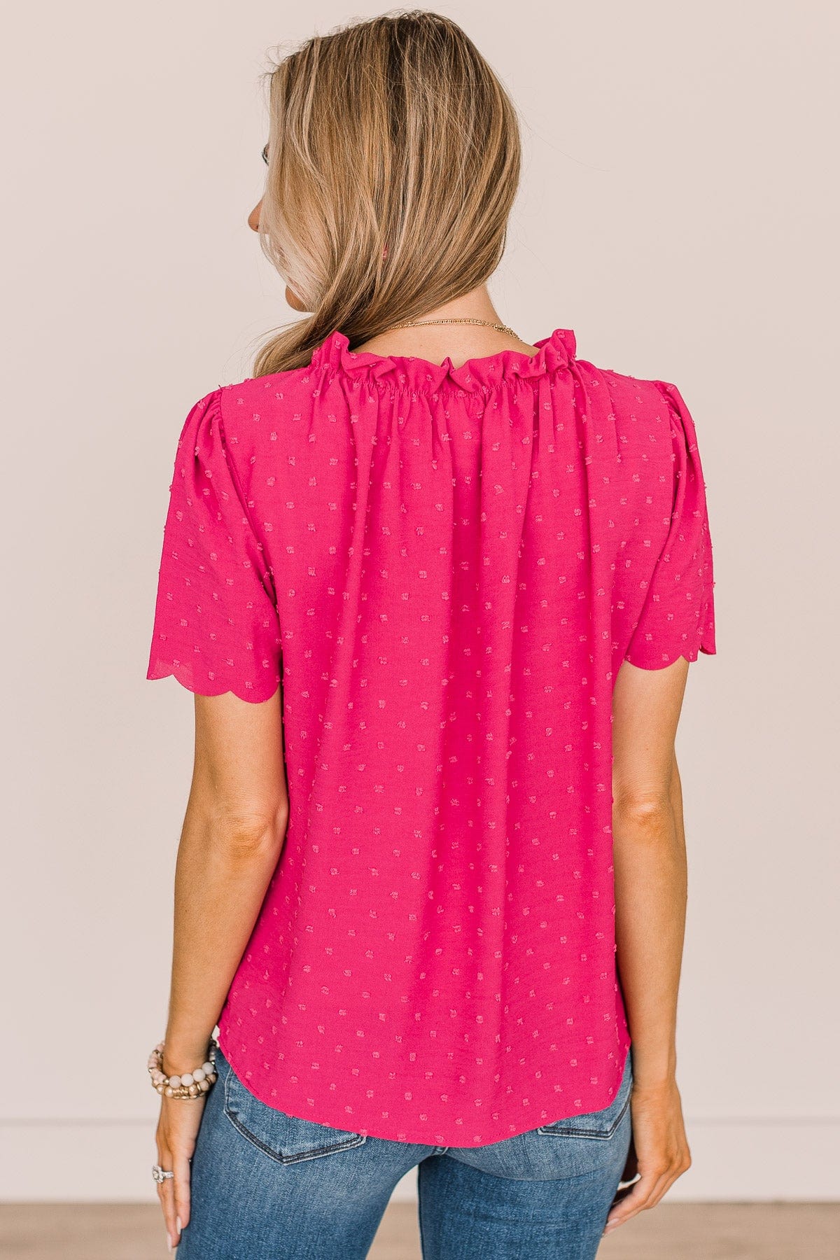 Forever After All Swiss Dot Blouse- Fuchsia - Image 7
