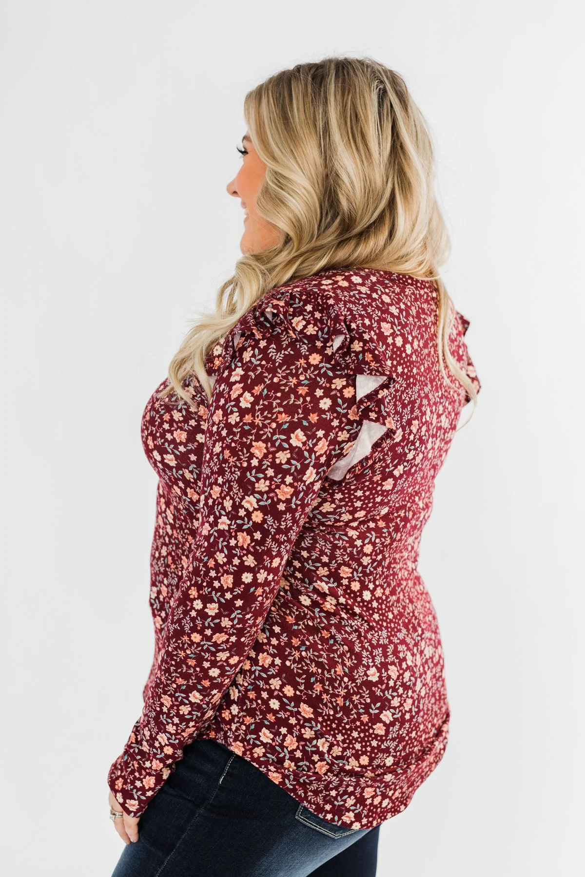 Forever And Ever Floral Top- Burgundy - Image 12