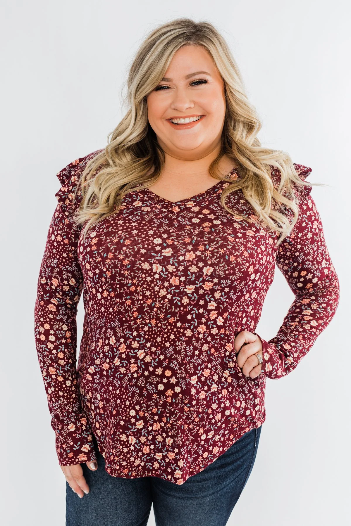 Forever And Ever Floral Top- Burgundy - Image 4