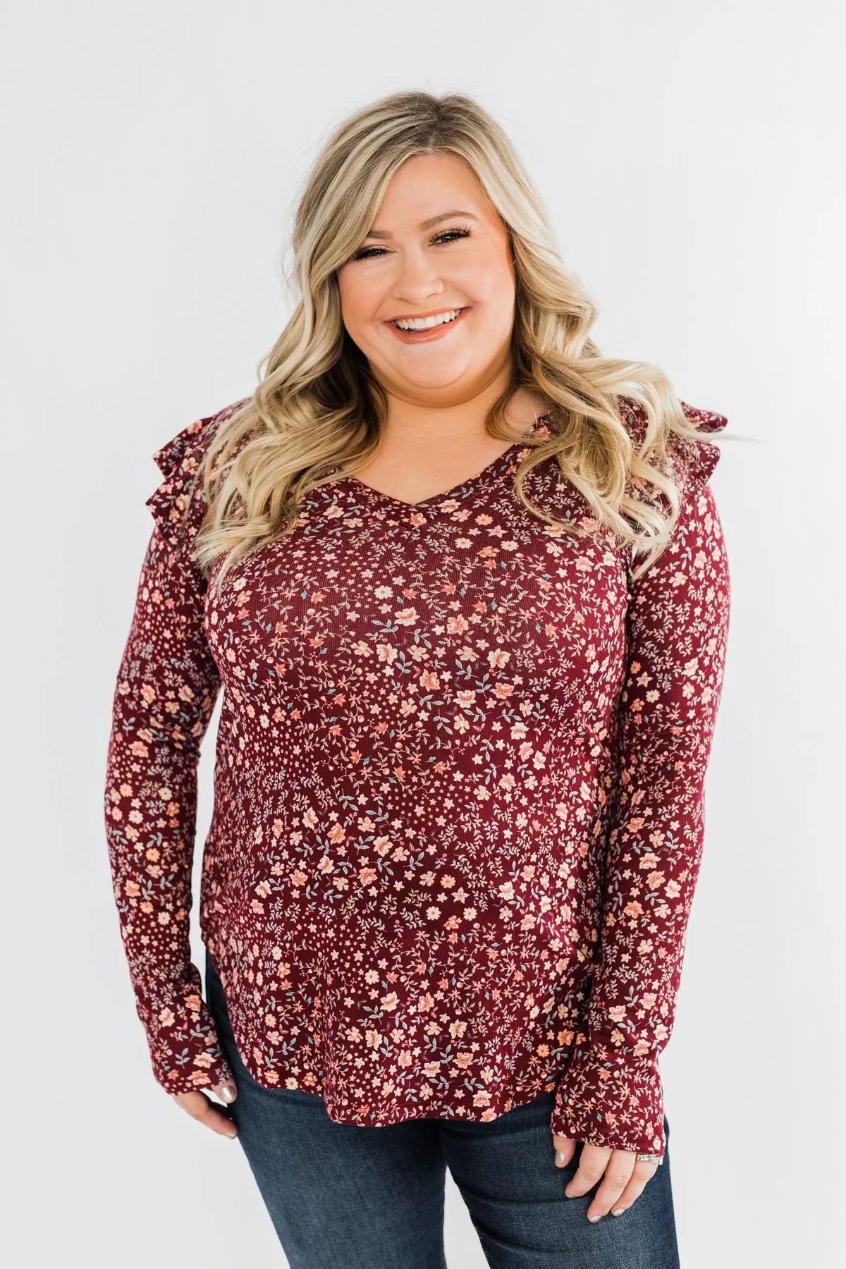 Forever And Ever Floral Top- Burgundy - Image 6
