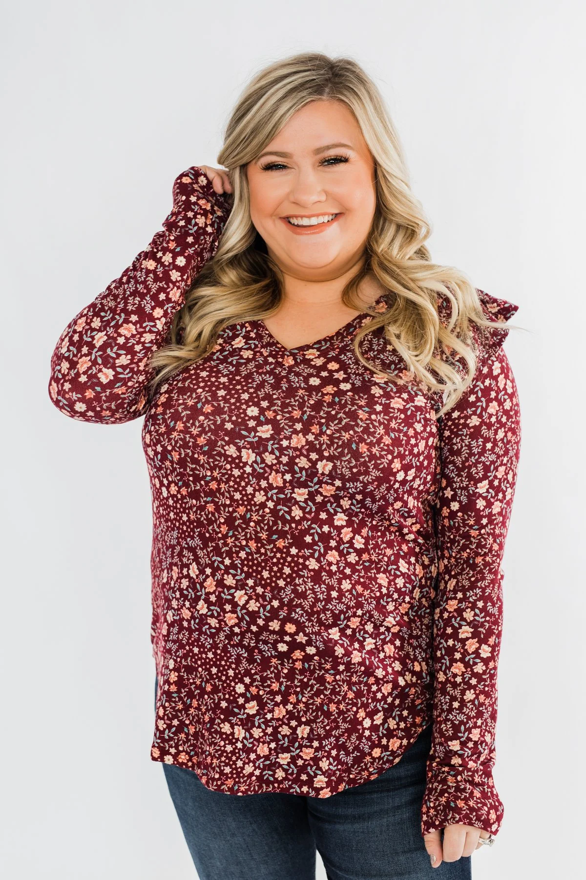 Forever And Ever Floral Top- Burgundy - Image 7