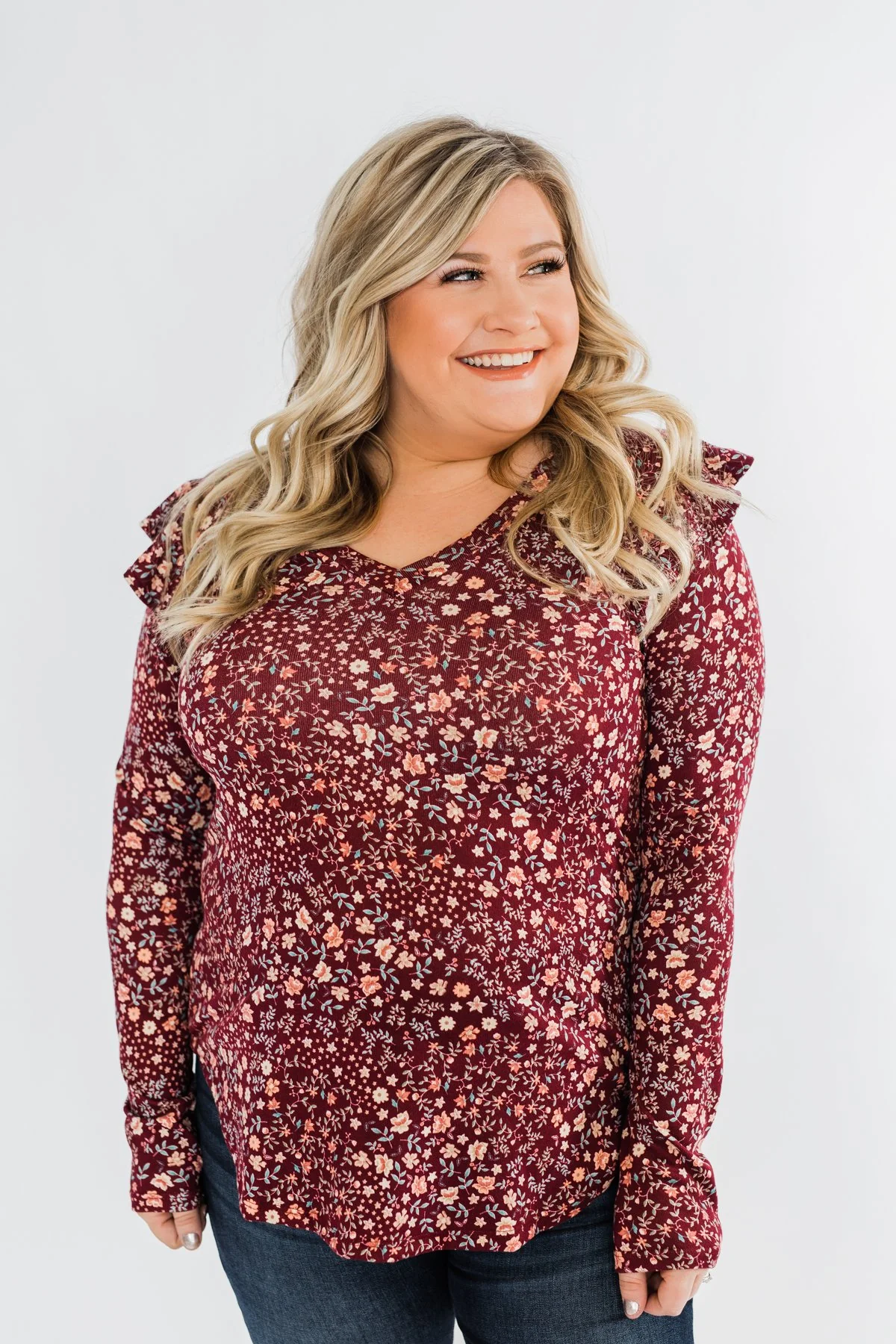 Forever And Ever Floral Top- Burgundy - Image 8