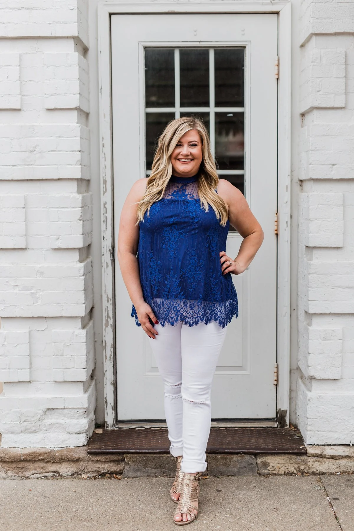 Forever By My Side Lace Tank Top- Royal Blue - Image 11