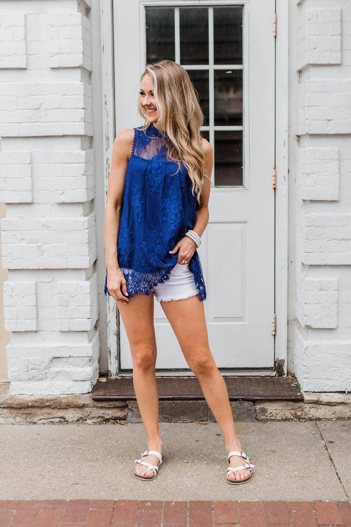 Forever By My Side Lace Tank Top- Royal Blue - Image 12