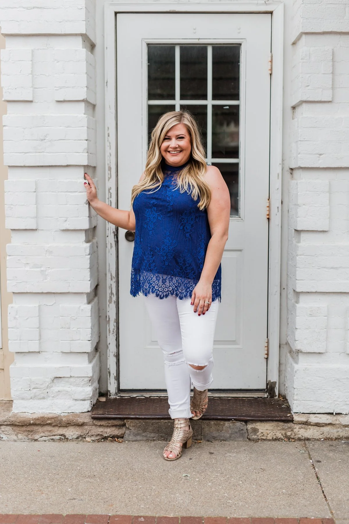 Forever By My Side Lace Tank Top- Royal Blue - Image 3