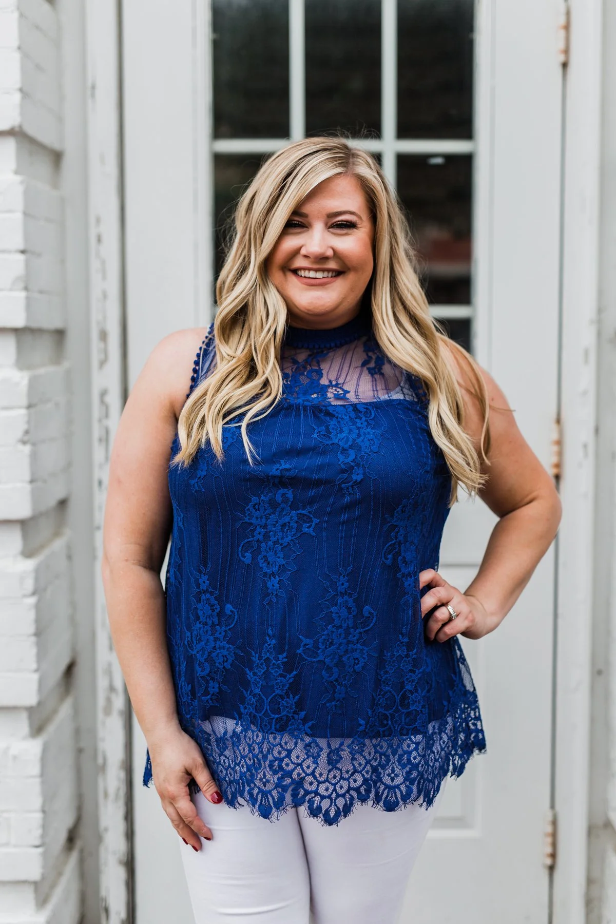Forever By My Side Lace Tank Top- Royal Blue - Image 6