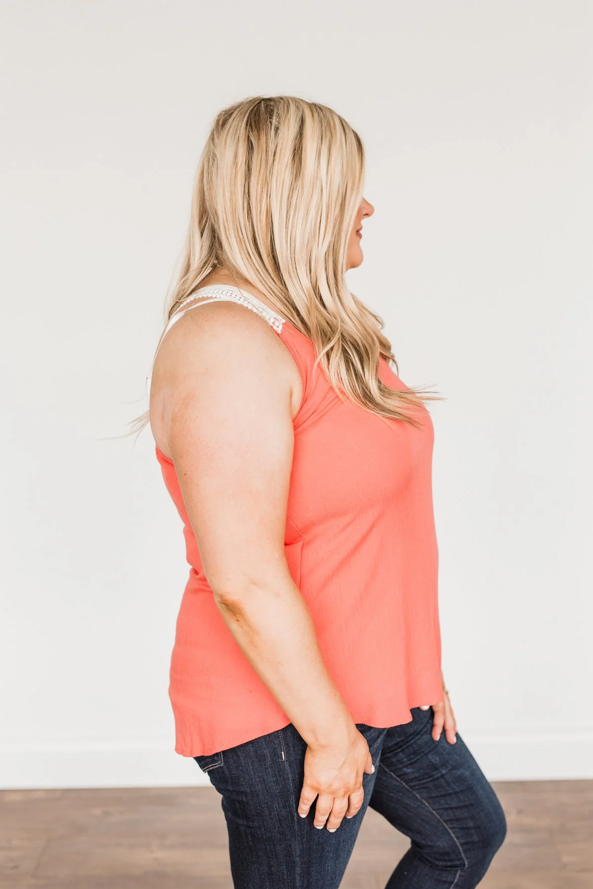 Forever Cherished Lace Tank Top- Coral - Image 12