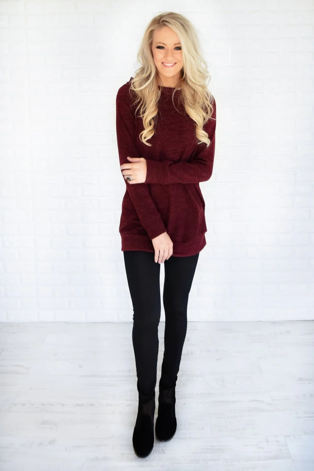 Forever Cozy Tunic Top ~ Burgundy - Image 2