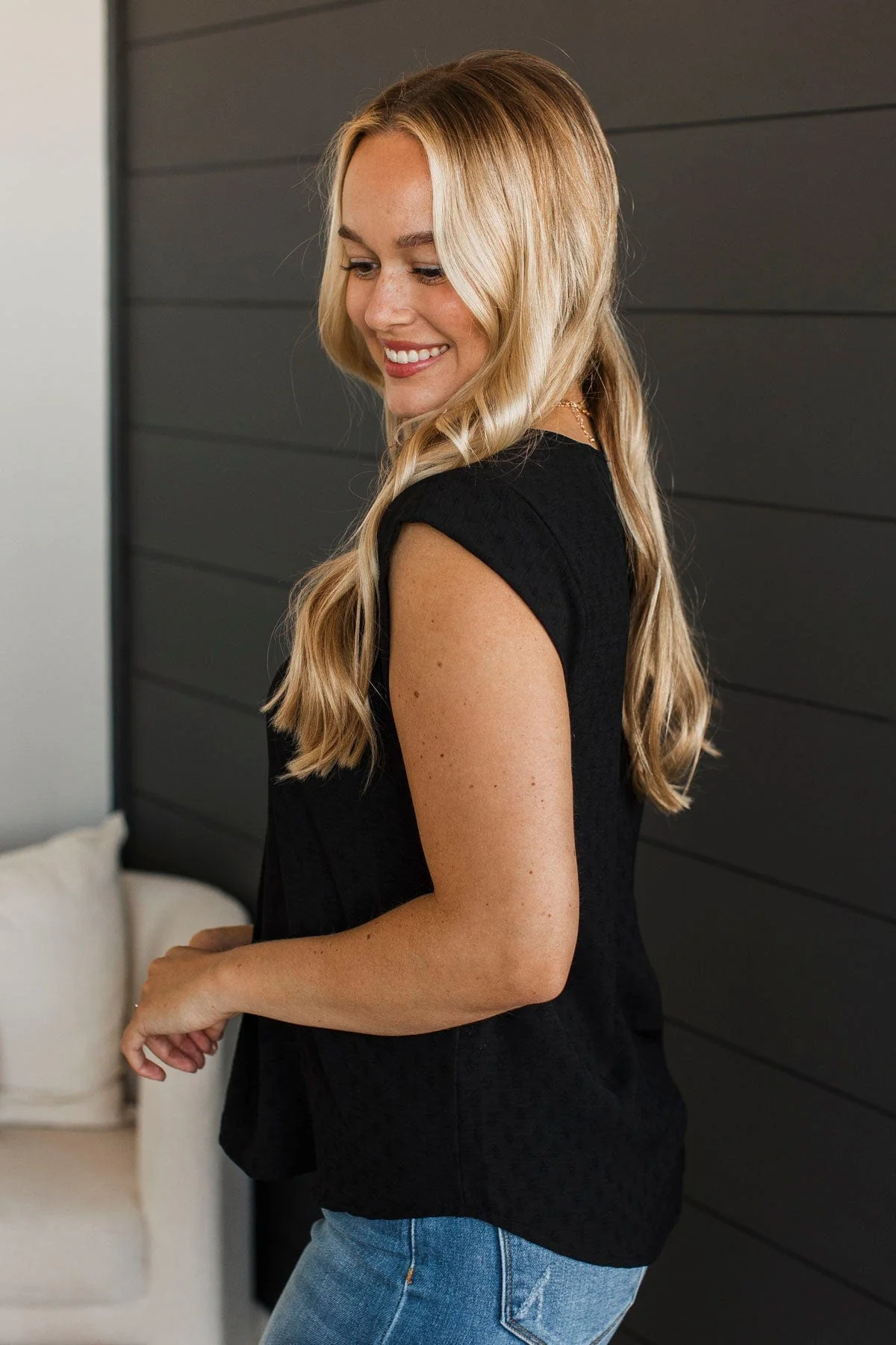 Forever Crush Cap Sleeve Top- Black - Image 4