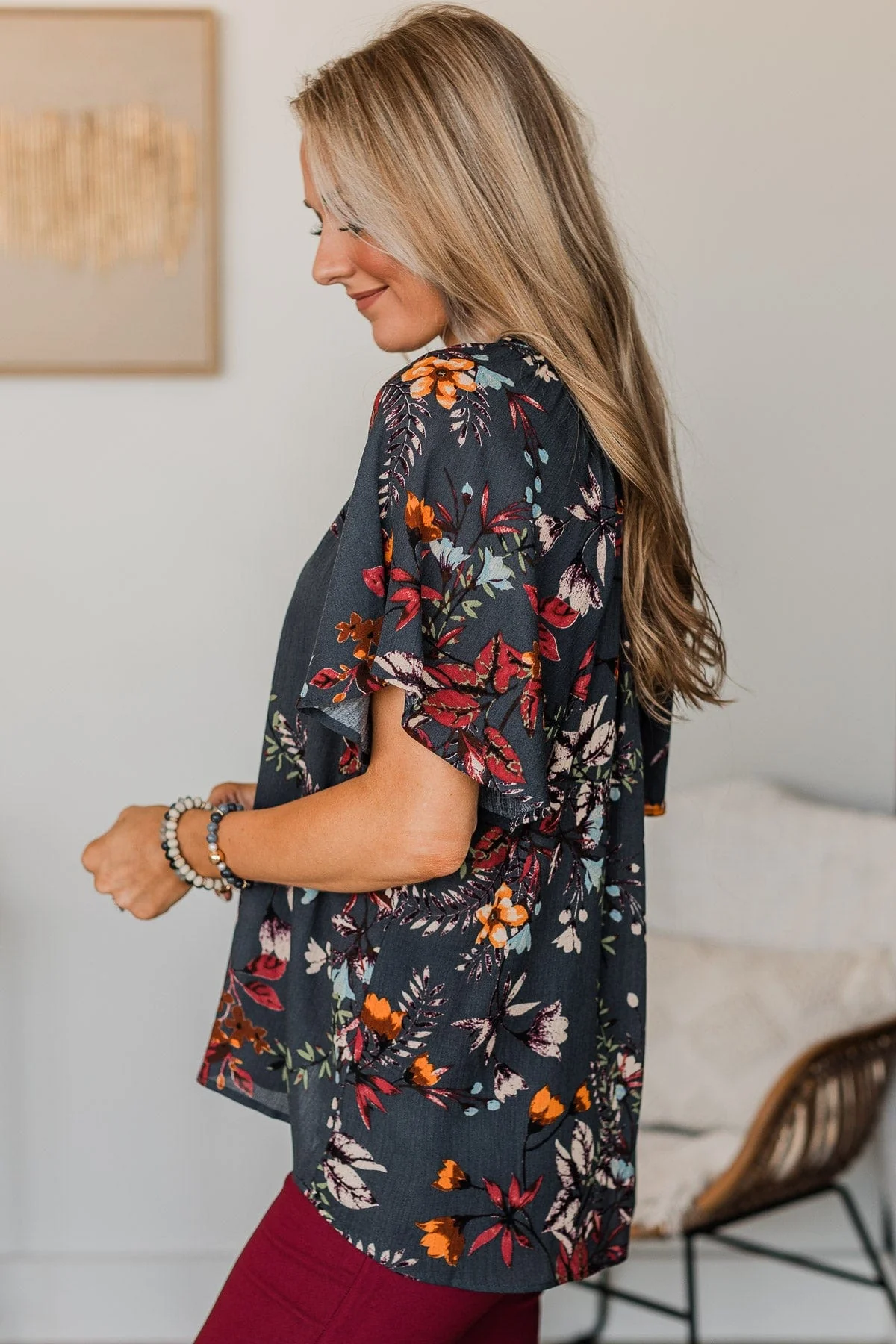 Forever Enchanted Floral Top- Navy - Image 6