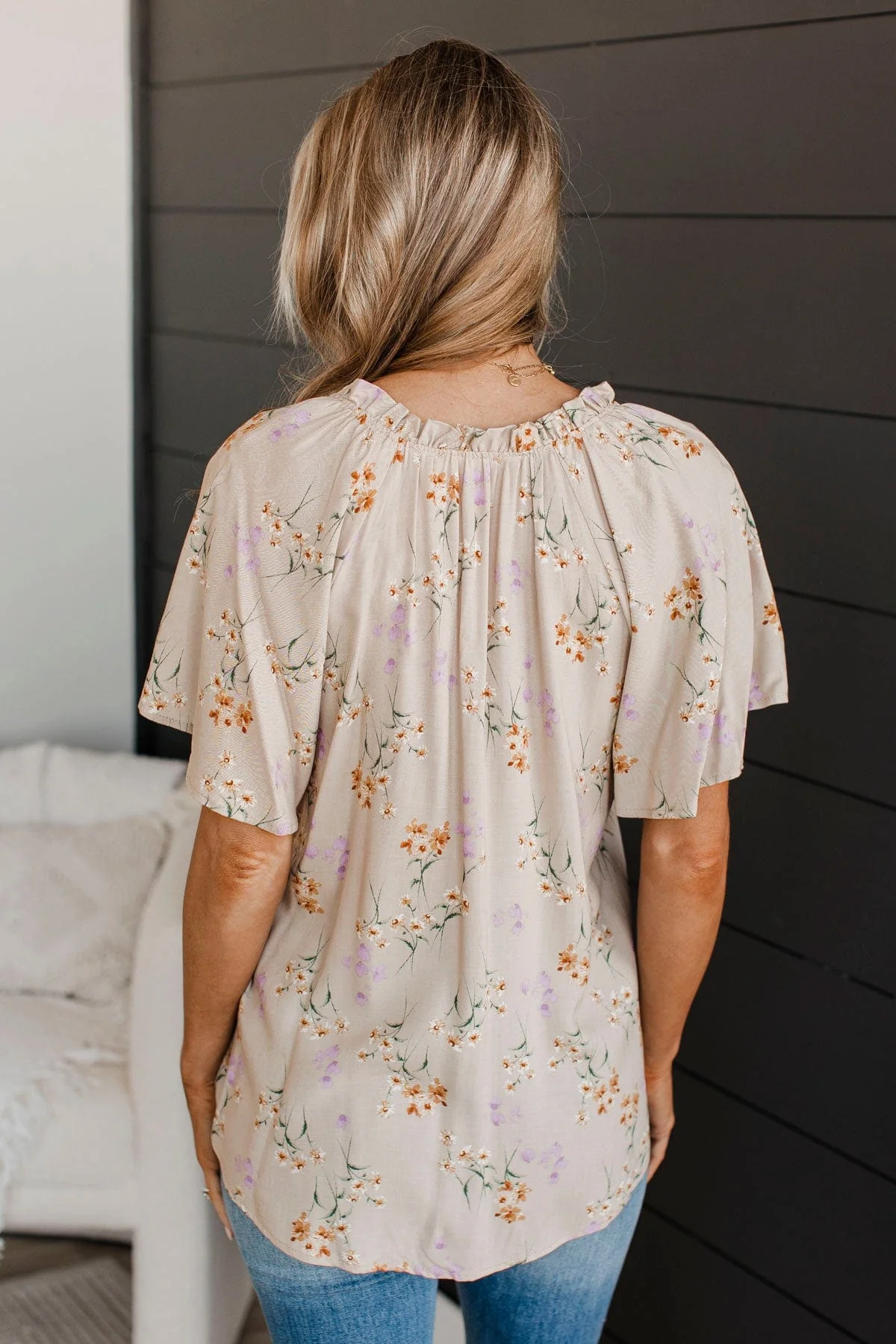 Forever Enchanted Floral Top- Taupe - Image 7