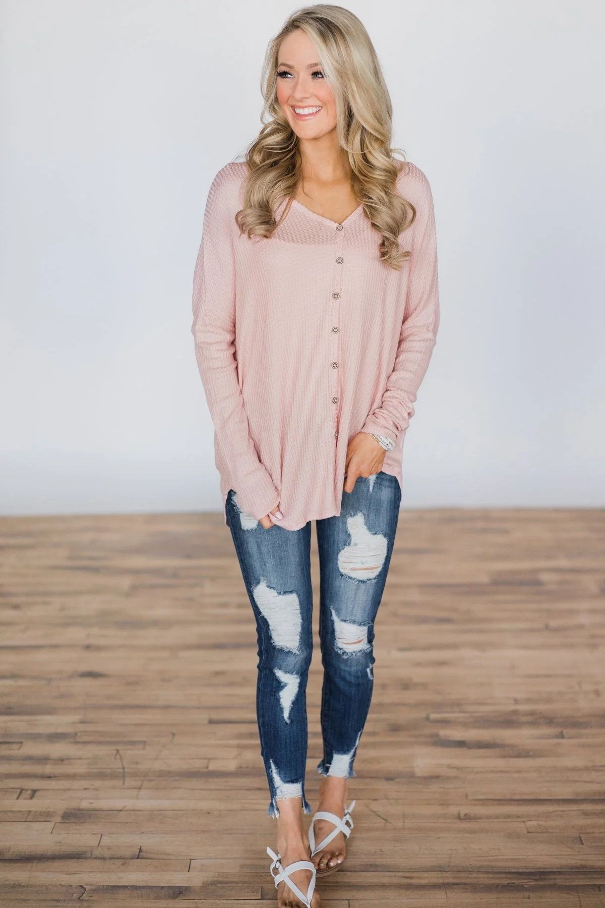 Forever Enough Button Top- Blush - Image 2