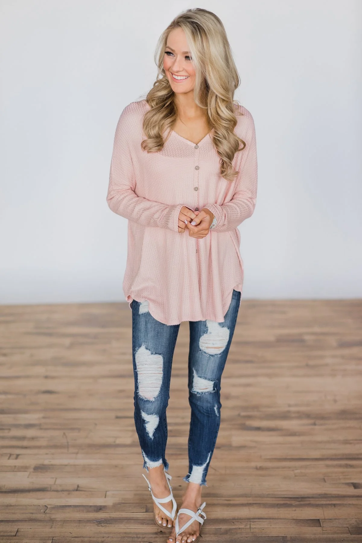 Forever Enough Button Top- Blush - Image 3