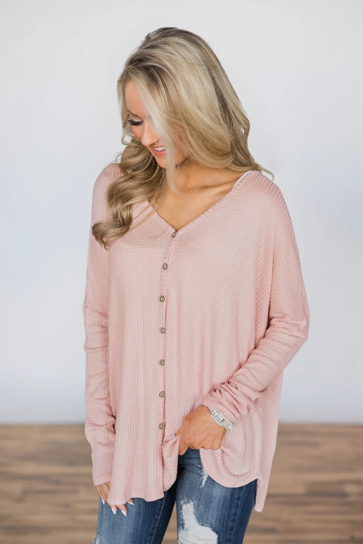 Forever Enough Button Top- Blush - Image 4