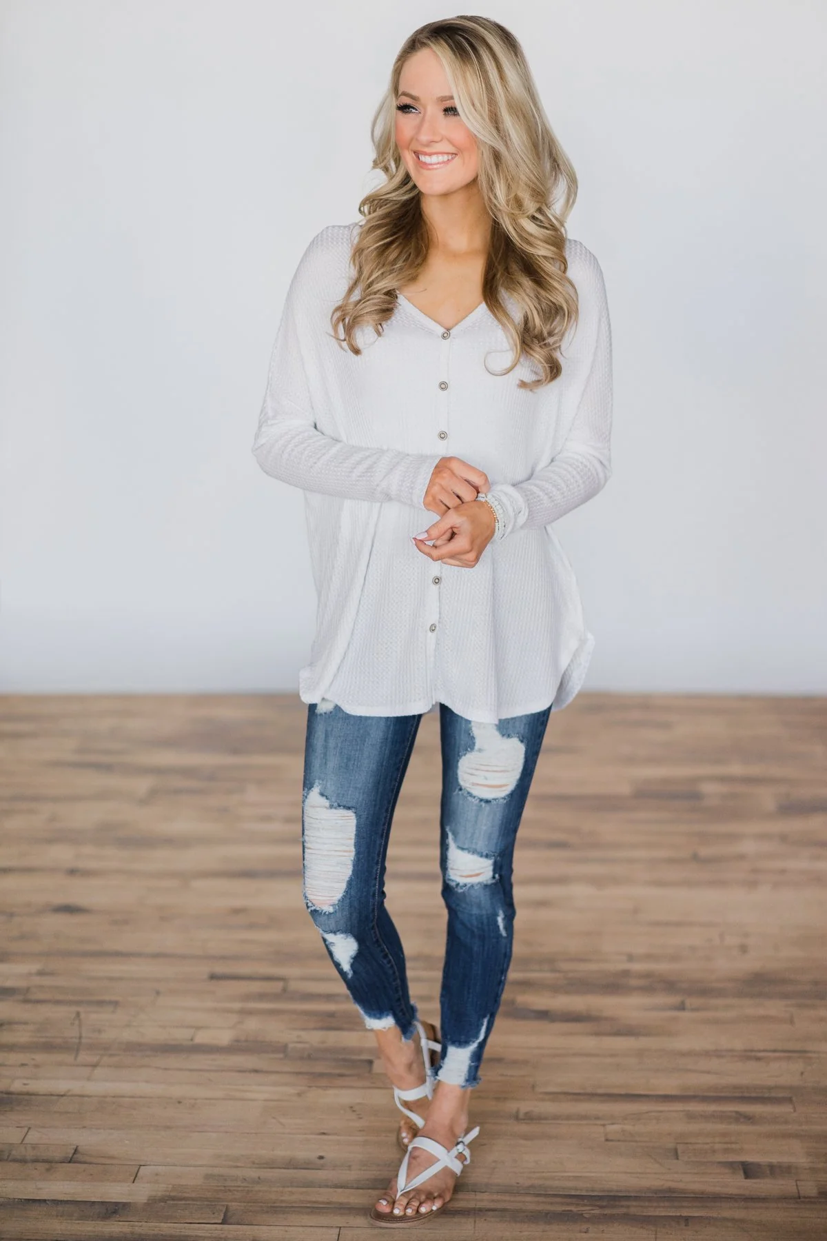 Forever Enough White Button Top - Image 2