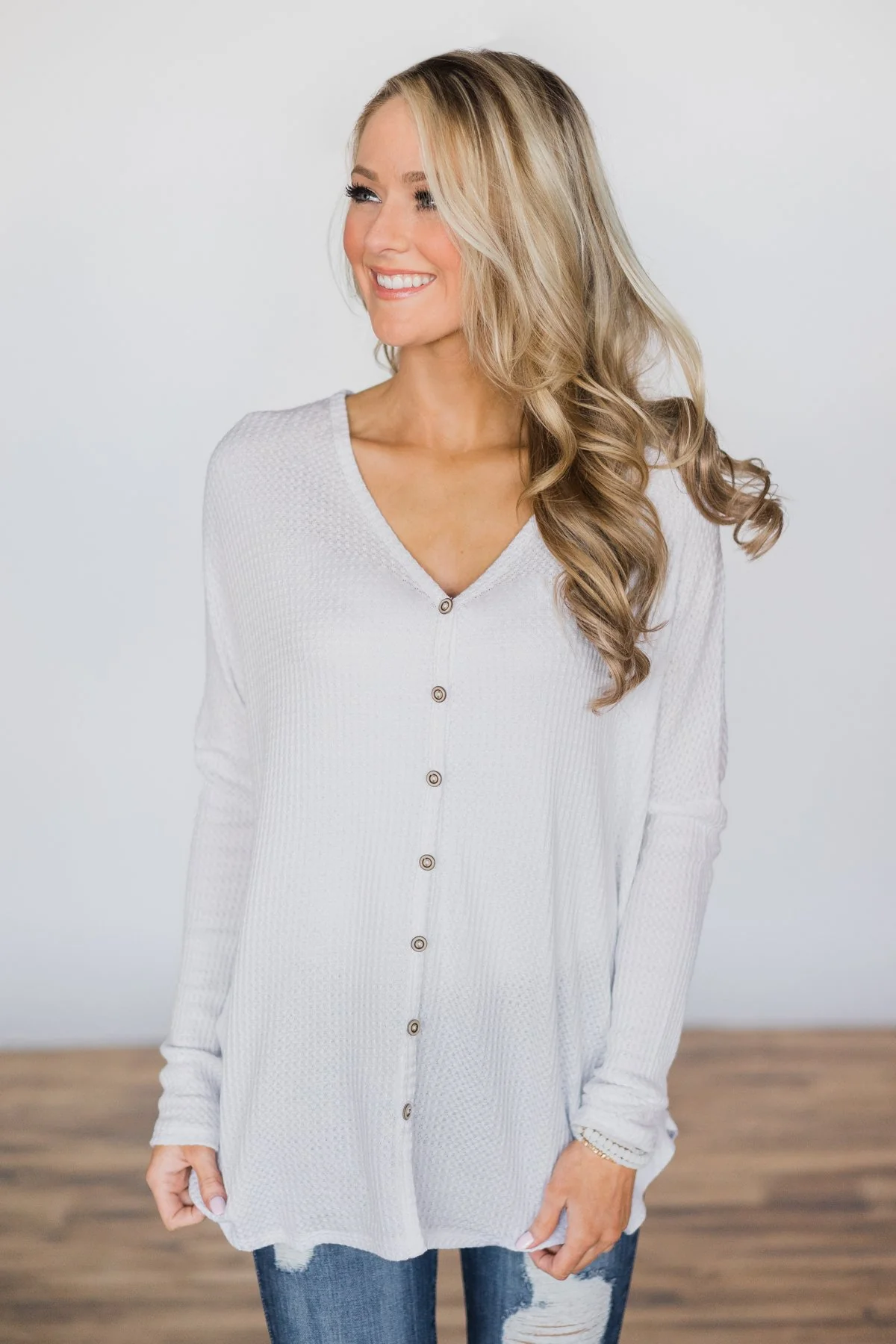 Forever Enough White Button Top - Image 4