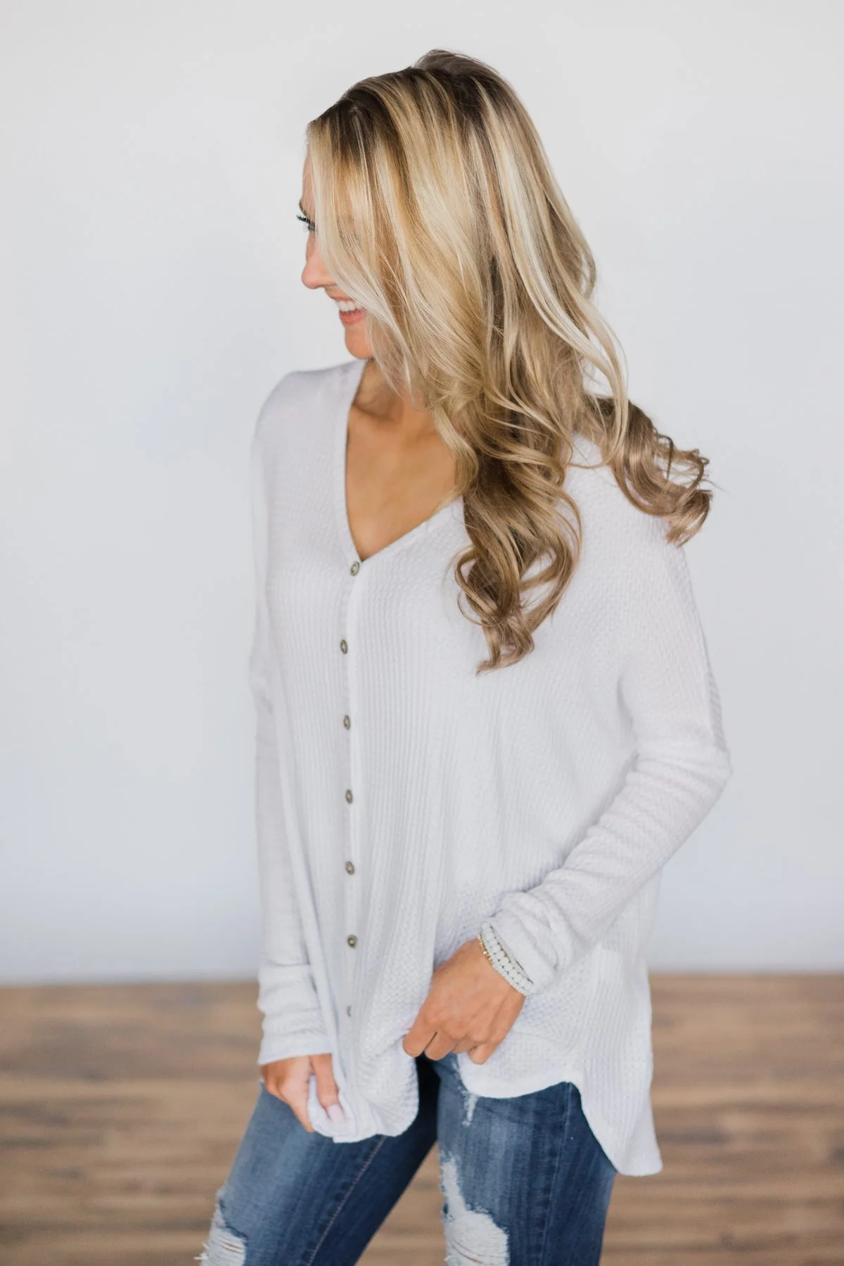Forever Enough White Button Top - Image 5