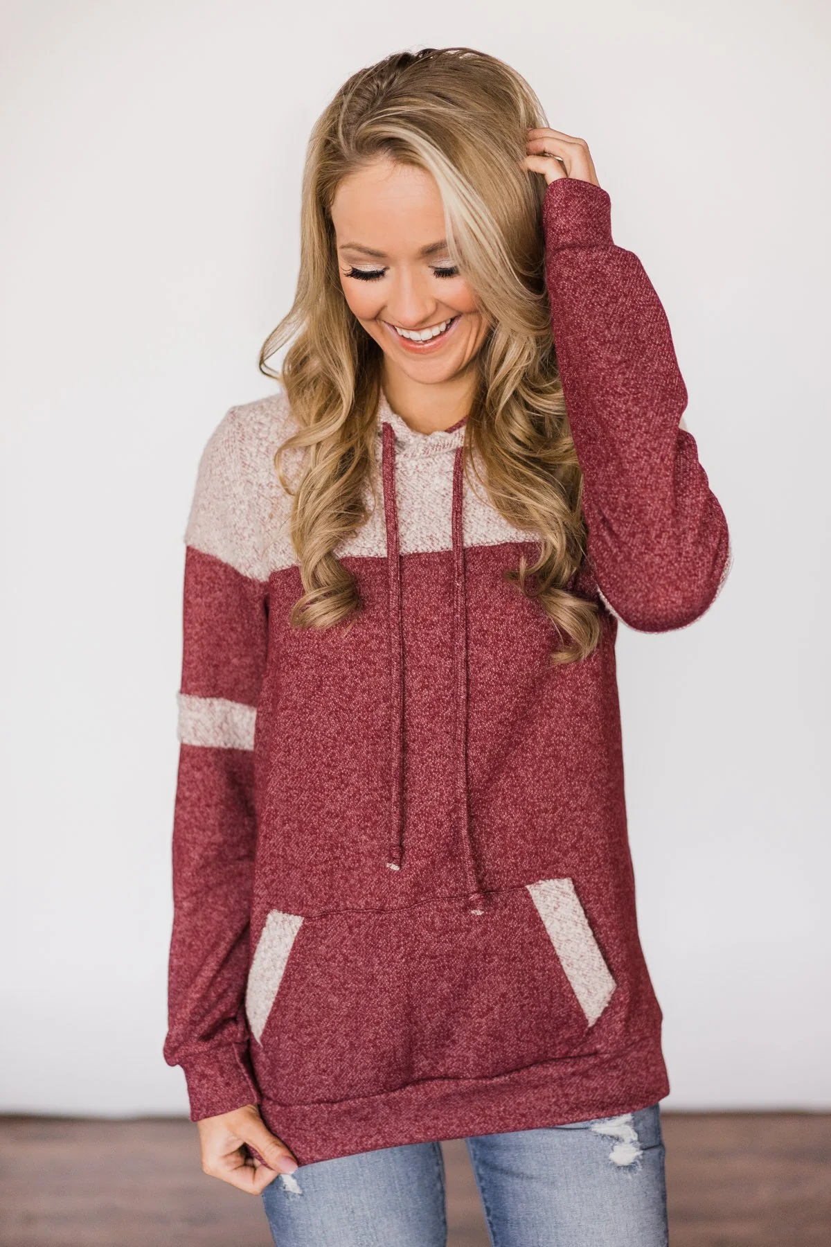 Forever Fuzzy Lightweight Hoodie - Maroon - Image 2