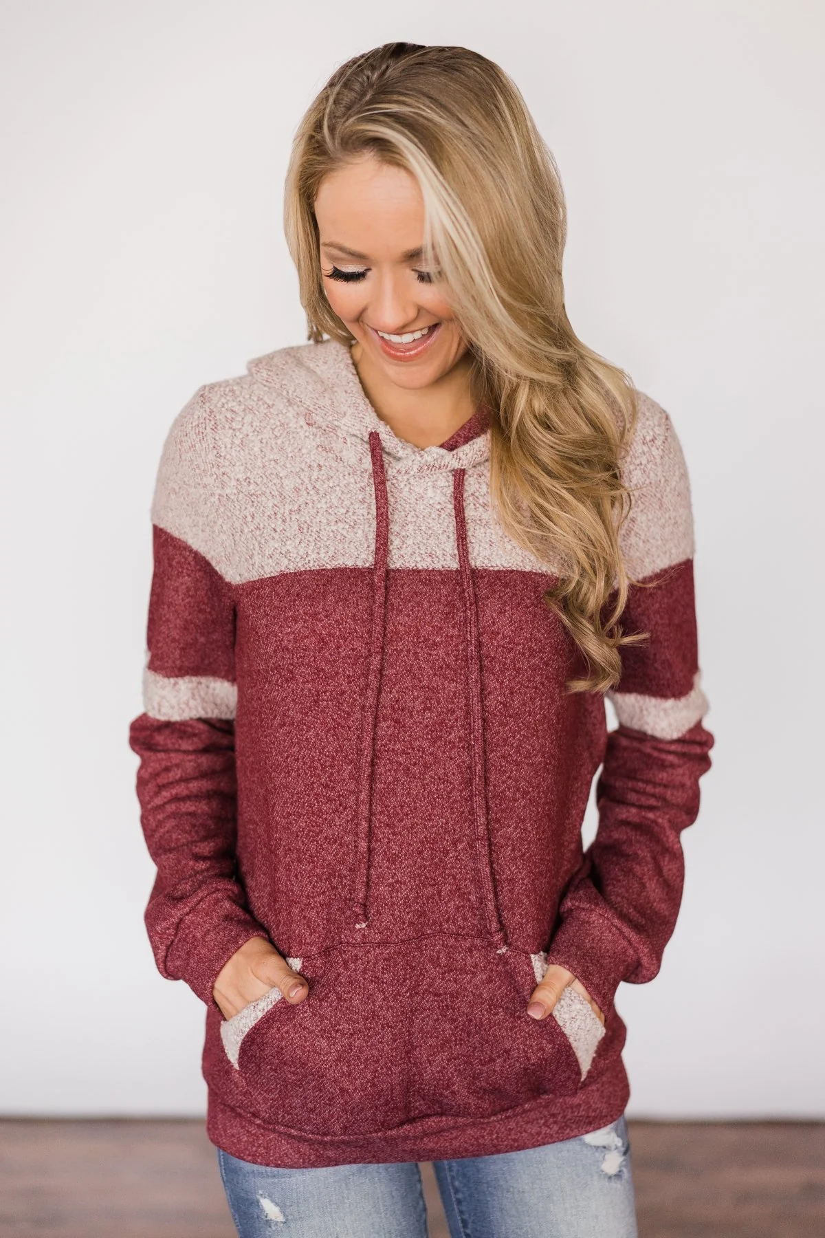 Forever Fuzzy Lightweight Hoodie - Maroon - Image 4
