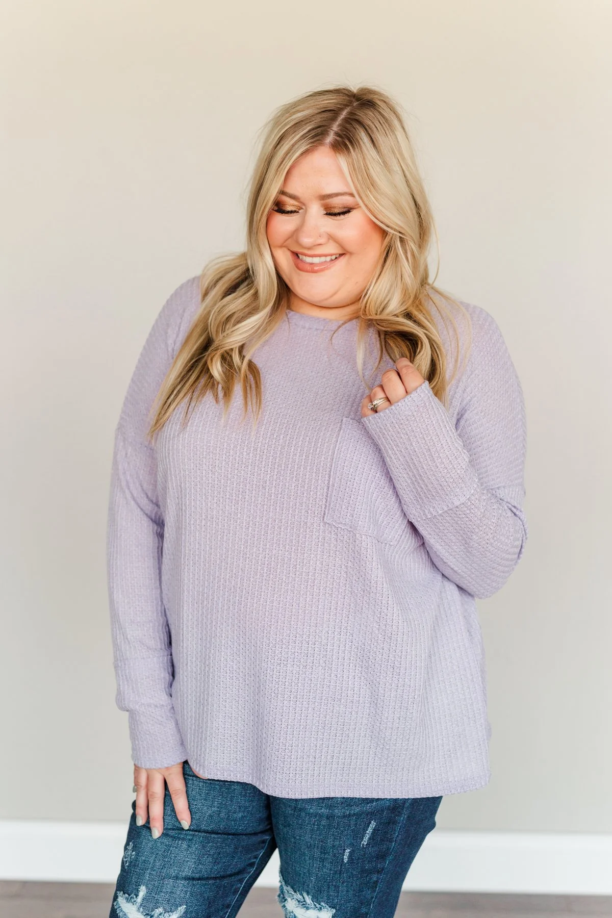 Forever In My Heart Waffle Knit Top- Lavender - Image 5
