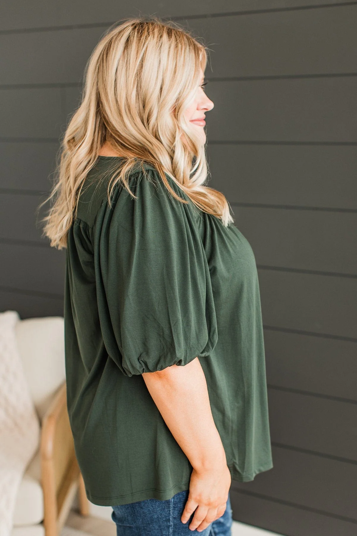 Forever Is Ours Knit Blouse- Forest Green - Image 5