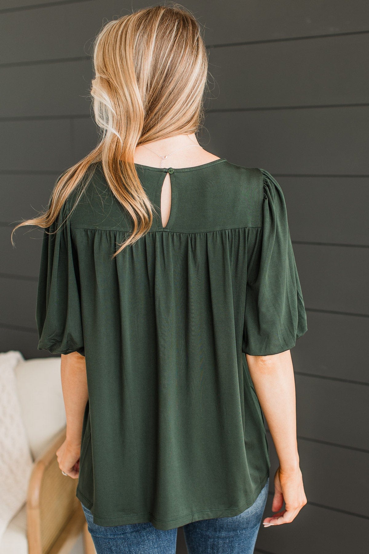 Forever Is Ours Knit Blouse- Forest Green - Image 6