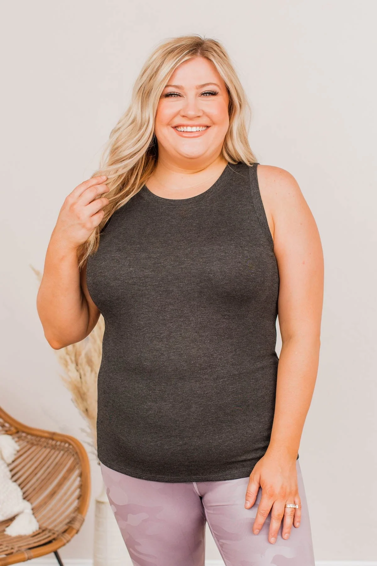 Forever My Favorite Racerback Tank Top- Charcoal - Image 2
