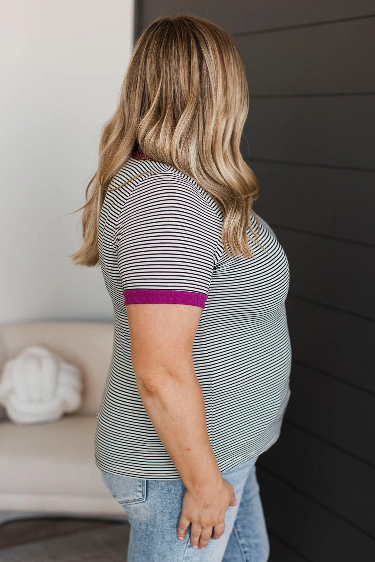 Forever Obsessed Striped Top- Ivory & Magenta - Image 6