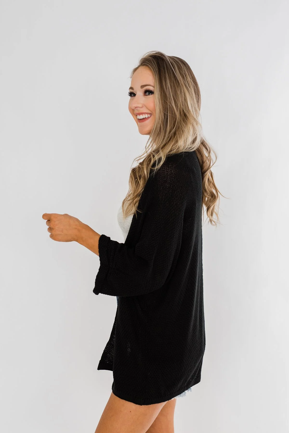 Forever On My Mind Knit Cardigan- Black - Image 6