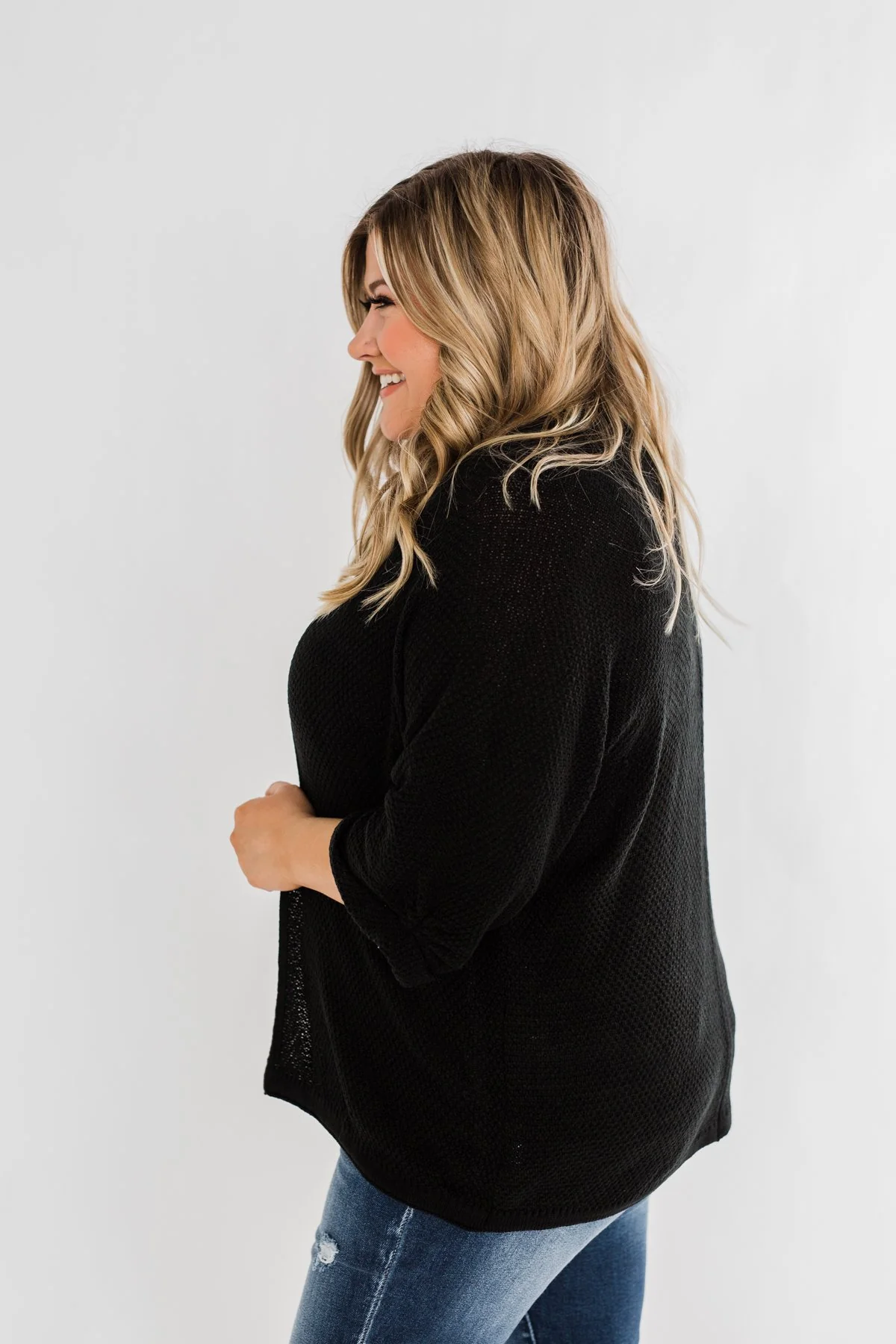 Forever On My Mind Knit Cardigan- Black - Image 7