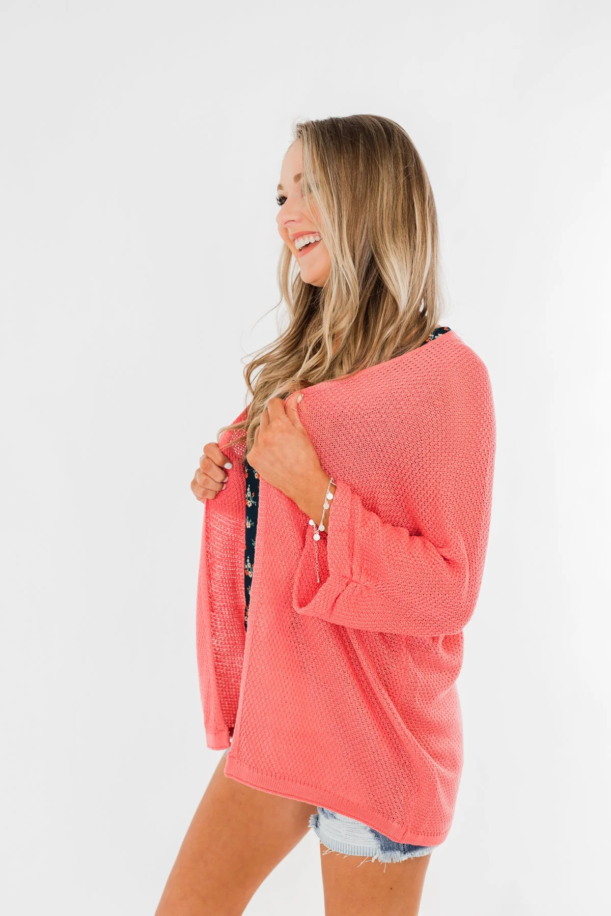 Forever On My Mind Knit Cardigan- Coral - Image 8