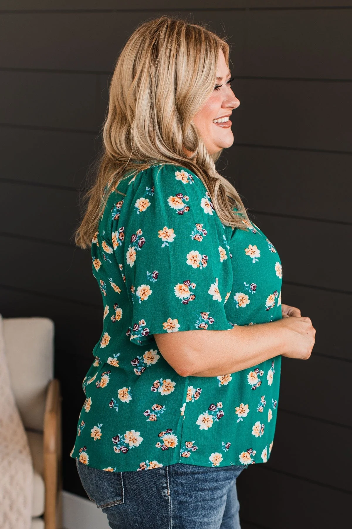Forever Special Floral Blouse- Emerald - Image 5