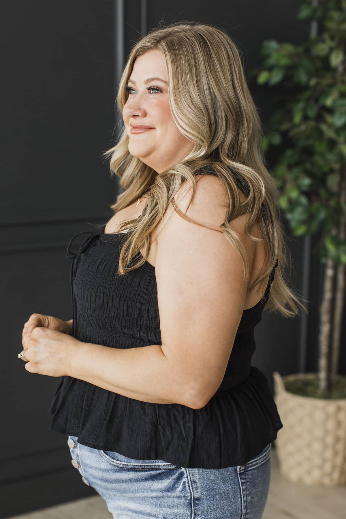 Forever Starts With You Peplum Tank Top- Black - Image 5
