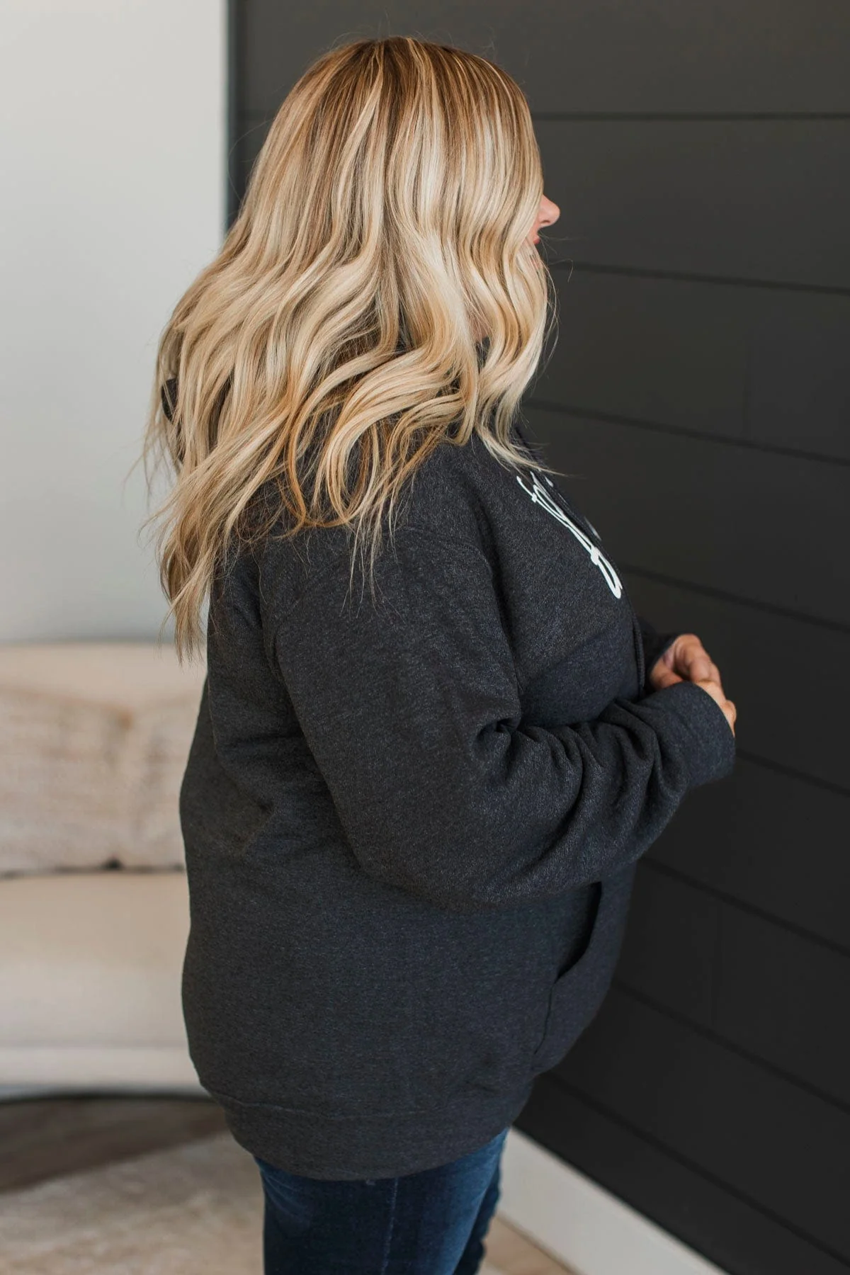 "Forever The Late One" Graphic Hoodie- Black - Image 5