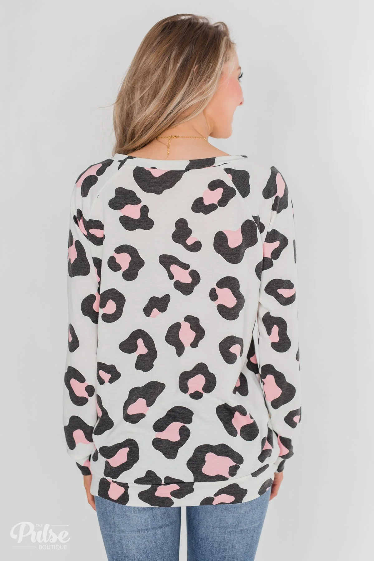 Forever Wild Pink Leopard Pullover - Off White - Image 8