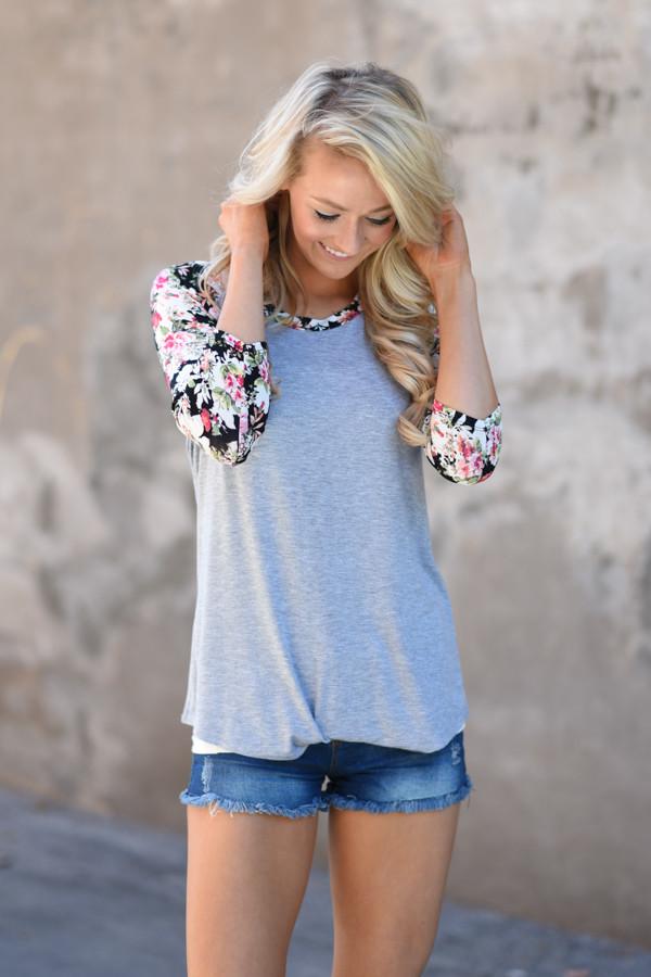 Forget Me Not Floral Top 3/4 Sleeve - Image 2